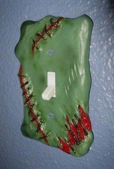 Sculpted Switchplate Frankenswitch Horror Halloween Zombie Gore Art Home Décor. $18.00, via Etsy. Horror Room Decor Ideas, Horror Room Ideas Home Decor, Zombie Gore, Zombie Bedroom, Horror Themed Bathroom, Zombie Room Decor, Horror Movie Themed Bathroom, Horror Home Decor, Zombie Decorations