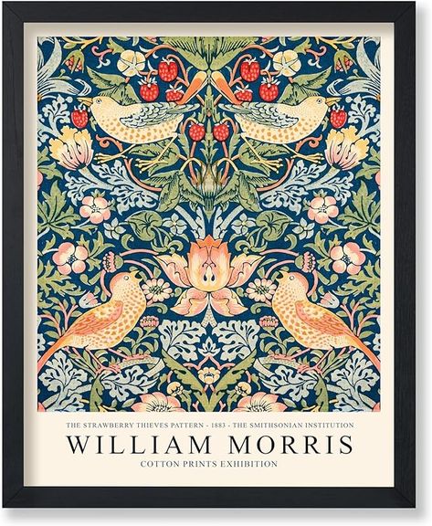 Amazon.com: Poster Master Vintage William Morris Poster - Retro Strawberry Thief Print - Flower Art - Textile Pattern Art - Gift for Men & Women - Floral Decor for Living Room or Bedroom - 8x10 UNFRAMED Wall Art: Posters & Prints Exhibition Painting, Retro Strawberry, Mural Tiles, William Morris Poster, The Strawberry Thief, William Morris Strawberry Thief, Different Interior Design Styles, William Morris Patterns, Picture Gallery Wall