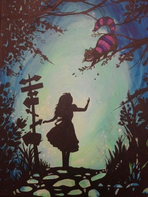 Alice In Wonderland Painting Ideas Easy, Alice In Wonderland Acrylic Painting, Fairytale Painting Easy, Alice In Wonderland Painting Ideas, Alice In Wonderland Painting Easy, Fantasy Painting Easy, Alice In Wonderland Drawing Easy, Alice In Wonderland Mural, Anna Murphy