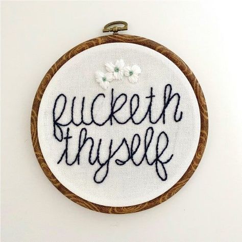 Rude Embroidery, Swear Words, Funny Embroidery, Learning To Embroider, Curse Words, Sewing Crafts Tutorials, Embroidery Stitches Tutorial, Embroidery Patterns Free, Needle Work