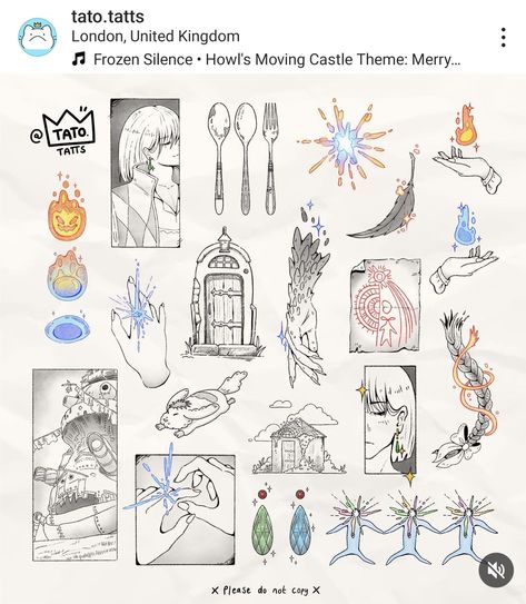 Howls Moving Castle The Castle, Howls Moving Castle Designs, Howls Moving Castle Heen Tattoo, Kiki's Delivery Service Tattoos, Howls Movie Castle Tattoo, Howl Star Tattoo, Howls Moving Castle Tattoo A Hearts A Heavy Burden, Howl Tattoo Castle, Studio Ghibli Howls Moving Castle Tattoo