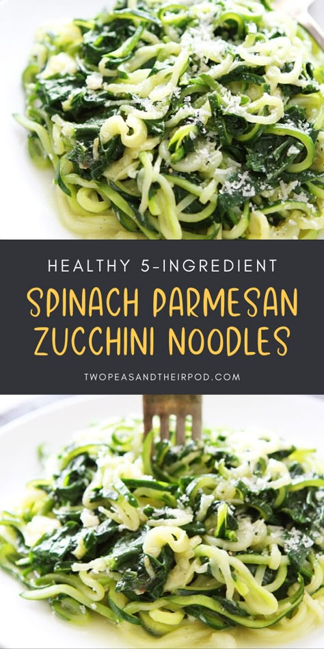 Parmesan Zucchini Noodles, Spiralized Zucchini Recipes, Zucchini Noodle Recipes Healthy, Cook Zucchini Noodles, Spinach Parmesan, Zucchini Noodle, Zucchini Noodle Recipes, How To Cook Zucchini, Zoodle Recipes