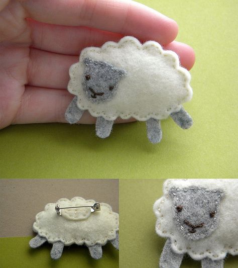 sheep brooch Felt Sheep Diy, Felt Brooches, Diy Brooch, Sheep Crafts, Bible Story Crafts, Felt Finger Puppets, Convention Gifts, Sheep Art, Craft Stalls