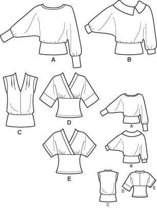 Simplicity pattern - 4020 - I like D and E Batwing Top Sewing Pattern, Batwing Top Pattern Diy Free Sewing, Diy Batwing Top, Batwing Sleeve Top Pattern, Batwing Blouse Pattern, Batwing Top Pattern, Batwing Pattern, Knitting Patterns Vest, Knitting Patterns Poncho