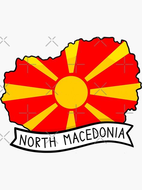 North Macedonia Flag, Macedonia Flag, Map Sticker, North Macedonia, Macedonia, Flag, Map, For Sale