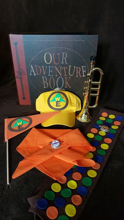 Yukari Bak, Wilderness Explorer Costume, Boy Scout Sash, Disfraz Up, Russell Up Costume, Bandana Flag, Explorer Costume, Up Pixar, Our Adventure Book