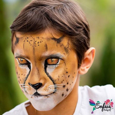 maquilla felino Cougar Face Paint, Jungle Animal Face Paint, Animal Face Paint, Face Paint For Kids, Cheetah Face Paint, Lion Face Paint, Paint For Kids, Animal Face Paintings, Face Painting For Boys