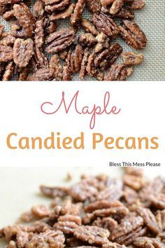 Naturally Sweetened Maple Candied Pecans don't get any easier than this. You just need two ingredients and ten minutes to make these. Maple Syrup Candy, Caramelized Pecans, Candied Pecans Recipe, Maple Candy, Perfect Salad, Homemade Bread Recipes Easy, Spiced Pecans, Pecan Pralines, Nut Recipes