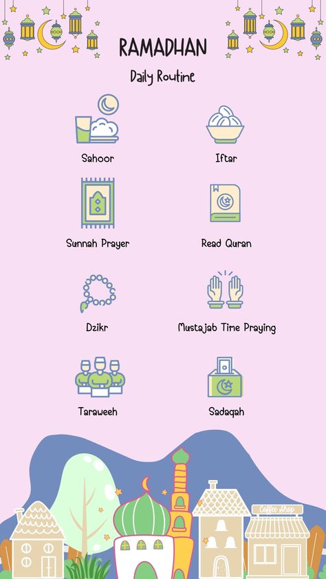 click the image for the template link Ramadhan Wallpaper, Daily Routine Schedule Ramadan, Ramadhan Checklist, Poster Ramadhan Aesthetic, Ramadhan Kareem, Ramadhan Content Idea, Wallpaper Ramadhan, Ramadan Tips, Islamic Events