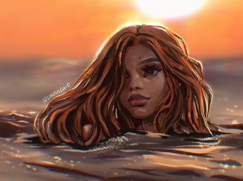 Sarah Moustafa (@smoustart) / Twitter Little Mermaid Fan Art, Ariel 2023, Black Mermaids, Ungodly Hour, Photo Ciel, Black Disney Princess, Mermaid Movie, Little Mermaid Live Action, Disney Au