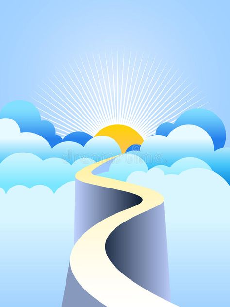 Road to heaven. Vector illustration of a road climbing the clouds reaching the e , #AD, #illustration, #road, #climbing, #Road, #heaven #ad Paths Illustration, Rise Illustration, Heaven Graphic Design, Pathway Illustration, Heaven Illustration, Road Graphic Design, Path Illustration, Right Path Illustration, Cloud Illustration Design