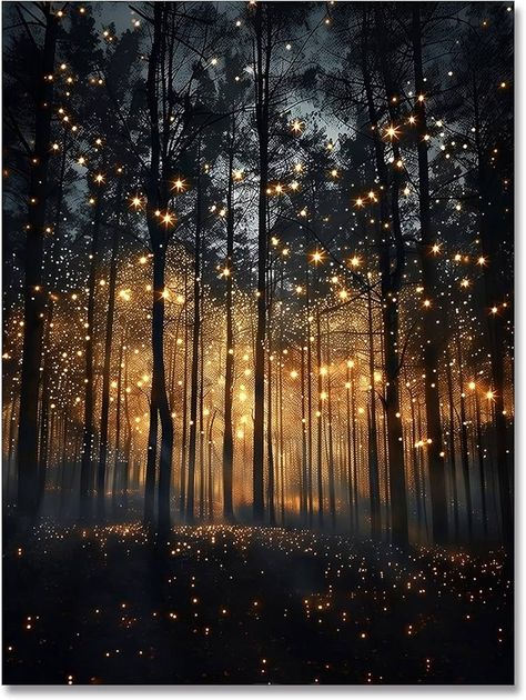 Amazon.com: zphvaqd Magical Forest Wall Art Enchanted Fireflies Print Vintage Halloween Posters Dark Academia Painting Moody Botanical Canvas Spooky Pictures Decor 12 x 16 in Unframed: Posters & Prints Magical Forest Illustration, Magical Forest Painting, Forest Witch Aesthetic, Academia Painting, Dark Academia Painting, Firefly Painting, Vintage Halloween Posters, Moody Botanical, Spooky Pictures