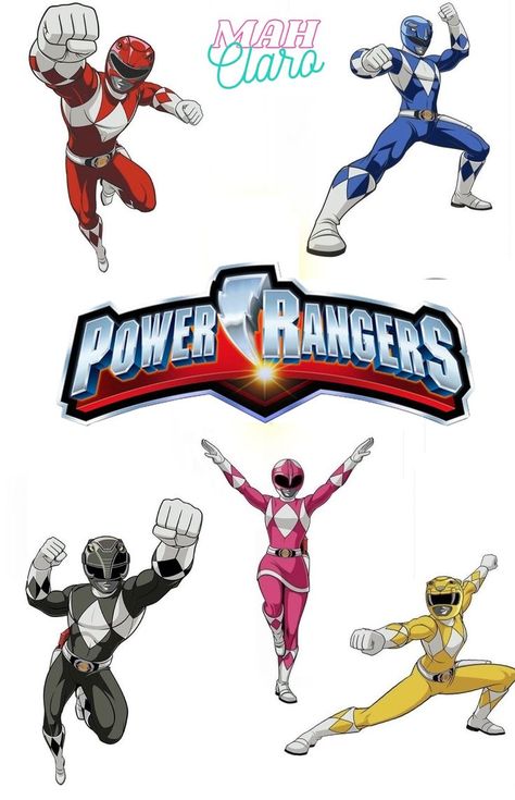 Power Rangers Cartoon, Power Ranger Cake Toppers, Power Rangers Birthday Cake, Festa Power Rangers, Power Ranger Cake, Dino Rangers, Power Ranger Birthday Party, Power Ranger Party, Diy Cake Topper Birthday