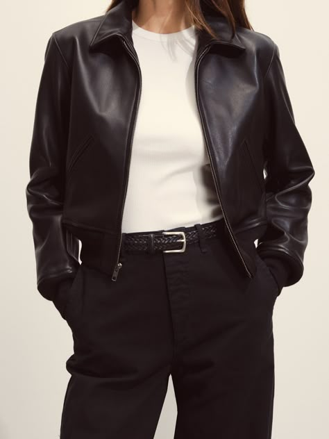 Buck Mason, Jacket Outfit Women, Looks Street Style, Women's Jackets, Looks Chic, Black Leather Jacket, Mode Vintage, Casual Style Outfits, Looks Style