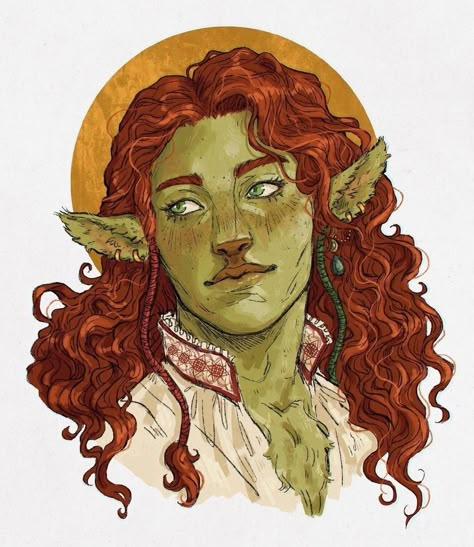 Firbolg Woman, Autumn Character Design, Dnd Firbolg Female, Firbolg Character Design, Firbolg Female, Bust Reference, Dnd Npc, Fantasy Races, Dungeons And Dragons Characters