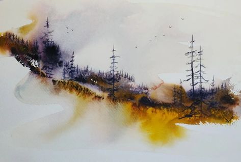 Landscape Painting Watercolor, Watercolor Art Landscape, Abstract Watercolor Landscape, Watercolor Workshop, Watercolour Landscape, Minimalist Watercolor, Watercolor Tips, Landscape Elements, Watercolour Inspiration