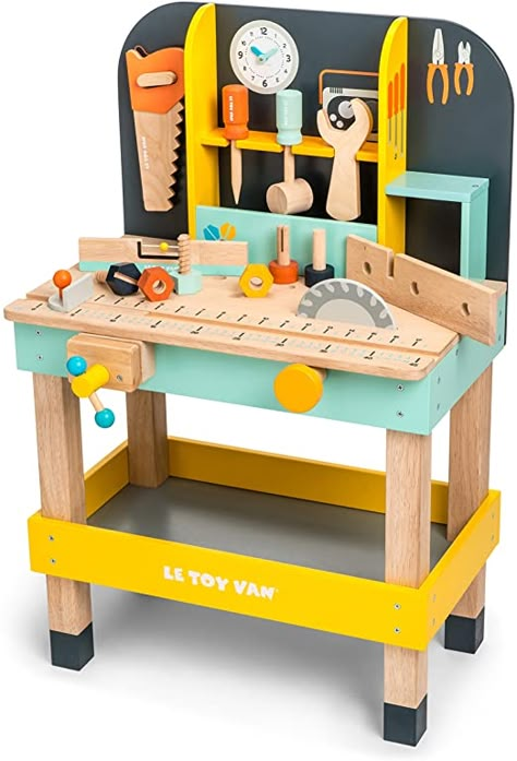 Wooden Work Bench, Kids Workbench, Wooden Tools, Le Toy Van, Wooden Toys Design, Wooden Tool Boxes, Diy Workbench, Plan Toys, Diy Kids Toys