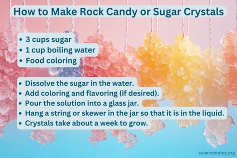 How to Make Rock Candy or Sugar Crystals How To Make Edible Crystals, How To Make Candy Crystals, How To Make Rock Candy Video, Rock Candy Crystals, Hard Rock Candy, Clear Rock Candy, Make Rock Candy, How To Make Rocks, Candy Crystals