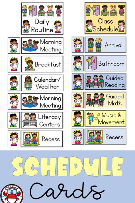 Use these visual schedule cards to let your students know what is happening in their day and give them a sense of order. This classroom decor is available in b&w, color and color with a white background. #classroomdecor#dailyschedulecards#visualschedulecards#dailyroutine#classroomschedule Class Visual Schedule, Classroom Schedule Display Preschool, Schedule For Classroom, Schedule Cards For Classroom, Prek Schedule, Visual Daily Schedule, Visual Schedule Printable, Schedule Printable Free, Classroom Schedule Cards