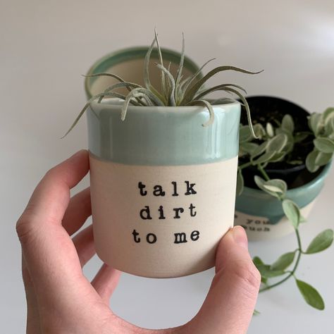 Painting Pot Plants Ideas, Wheel Thrown Plant Pots, Diy Clay Pots For Plants, Clay Pot Designs, Clay Pots Ideas, Plant Pot Ceramic, Plant Puns, Plant Pot Design, Flower Pot Art