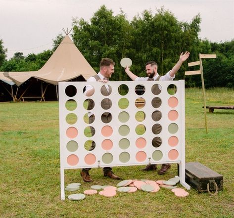 Giant Connect 4, Outdoor Wedding Games, Christine Andrew, Reception Games, Wedding Reception Games, Connect Four, Connect 4, Garden Games, Tipi Wedding