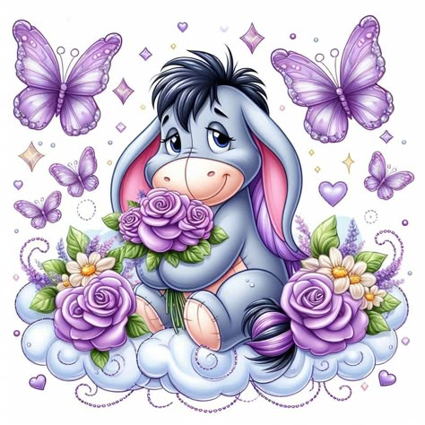 Eeyore With Butterfly, Eeyore Images, Pooh Drawing, Stickers Pictures, Poo Bear, Eeyore Pictures, Winnie The Pooh Drawing, Baby Disney Characters, Winnie The Pooh Pictures