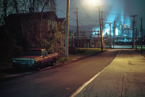 Dream Neighborhood, Small Town Aesthetic, Patrick Joust, American Town, Town Aesthetic, Night Scenes, Portra 160, Header Pictures, Kodak Portra