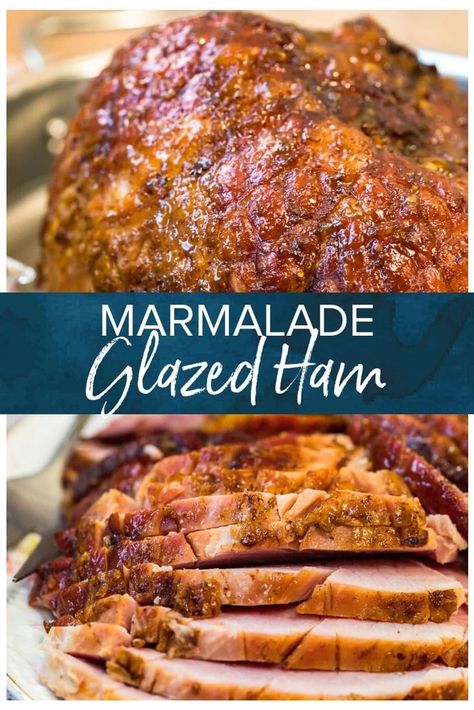 This marmalade glazed ham is the perfect centrepiece for any holiday gathering.  This glazed ham is full of flavor and easy to prep. A traditional dish that's always a crowd pleaser! Glaze Recipe For Ham, Marmalade Glazed Ham, Easy Ham Glaze, Orange Glazed Ham, Recipe For Ham, Honey Ham Glaze Recipe, Holiday Ham Recipes, Ham Glaze Recipe, Honey Glazed Ham