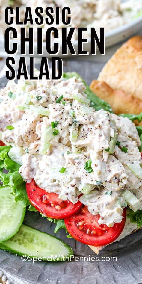 Classic Chicken Salad Sandwich, Chicken Mayonnaise, Homemade Chicken Salad, Classic Chicken Salad, Salad Macaroni, Homemade Chicken Salads, Chicken Salad Recipe Easy, Resep Salad, Chicken Salad Sandwich