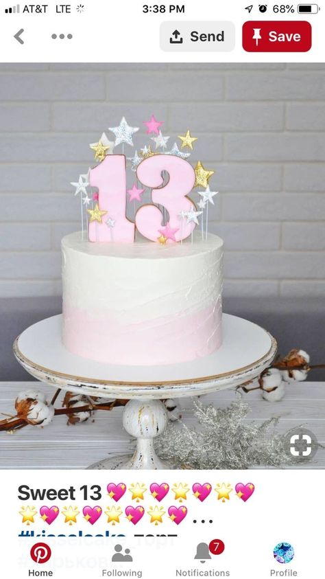 13th Birthday Cake For Girls, Fondant Girl, 14th Birthday Cakes, Teen Cakes, 13 Birthday Cake, Birthday Cakes For Teens, Gateaux Cake, Simple Birthday Cake, Pretty Birthday Cakes