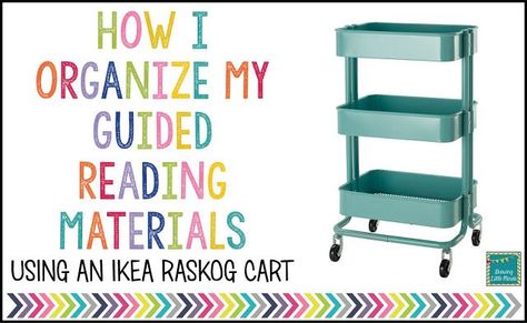 How I Organize My Guided Reading Supplies using an IKEA Raskog cart Reading Specialist Classroom, Reading Intervention Classroom, Reading Supplies, Guided Reading Organization, Ikea Raskog Cart, Raskog Cart, Reading Interventionist, Kindergarten Blogs, Kindergarten Organization