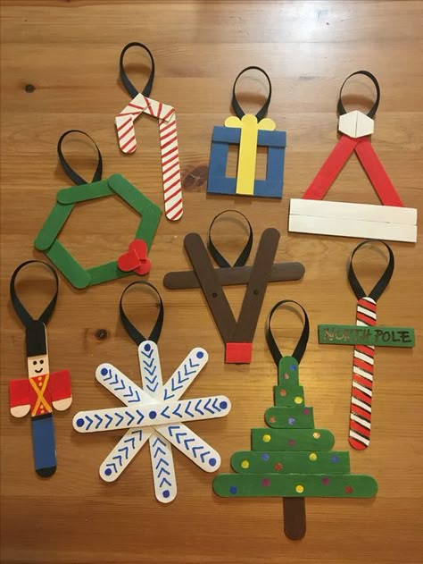 Christmas Crafts Diy Kids, Popsicle Stick Ornaments, Classroom Christmas, Craft Sticks, Winter Preschool, Preschool Christmas, Popsicle Stick, Easy Christmas Crafts, Craft Stuff