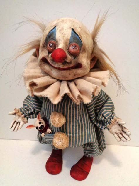 Clown Dolls, Scary Dolls, Vintage Clown, Creepy Clown, Scary Clowns, Monster Dolls, Ooak Art Doll, Halloween Doll, Clay Art Projects