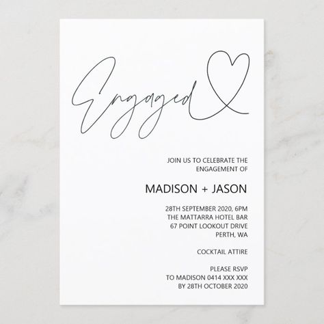 Simple Black and White Engagement Party Invitation - tap to personalize and get yours #engagement #party, #invite, #simple #invitation, Black And White Engagement Party, Engagement Party Invitation Cards, White Engagement Party, Elegant Engagement Party, Engagement Dinner, Wedding Black, Simple Invitation, Engagement Announcement, Engagement Invitations