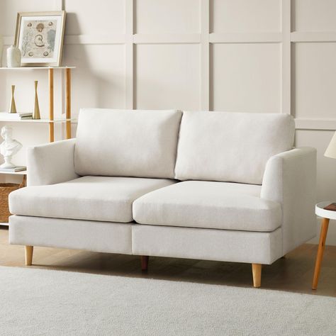 Bedsitter Ideas, Love Seat Sofa Small Spaces, Small Couch For Bedroom, Small Love Seat, Small Couches, Couch For Bedroom, Small Couch In Bedroom, Lodge Bedroom, Mid Century Loveseat