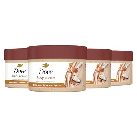 Limited-time deal: Dove Scrub For Silky Smooth Skin Brown Sugar & Coconut Butter Body Scrub Exfoliates & Restores Skin's Natural Nutrients, 10.5 Ounce (Pack of 4) Dove Scrub, Smooth Skin Body, Hyaluronic Acid Moisturizer, Silky Smooth Skin, Dove Body Wash, Deep Exfoliation, Dog Bowl Stand, Prevent Ingrown Hairs, Exfoliating Body Scrub