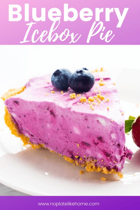 Blueberry Recipes No Bake, Frozen Blueberry Pie, Fresh Blueberry Recipes, Blueberries And Cream, Refrigerated Desserts, No Bake Summer Desserts, Blueberry Ice Cream, Icebox Pie, Nutella Desserts