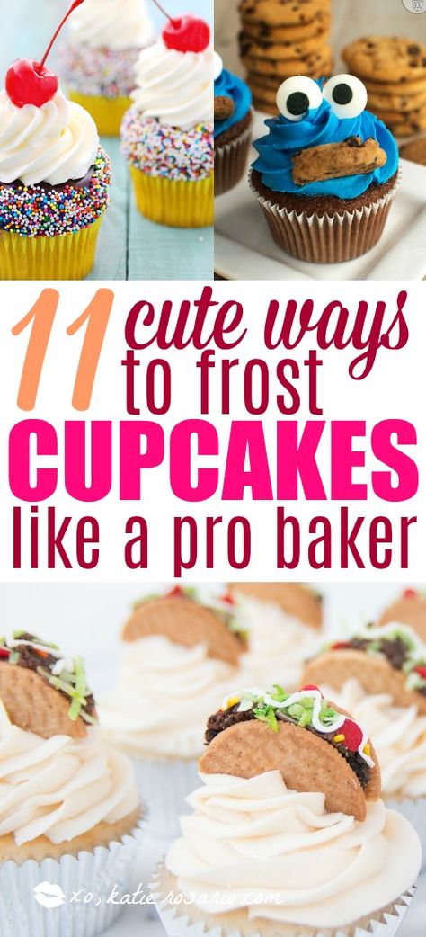 11 Insanely Easy DIY Cupcakes That You Can't Wait to Make - Katie Rosario Ways To Frost Cupcakes, Beginner Baker, Frost Cupcakes, Cupcakes Design, Baking For Beginners, Decorating Cupcakes, Cakes To Make, Canned Frosting, Cake Decorating For Beginners