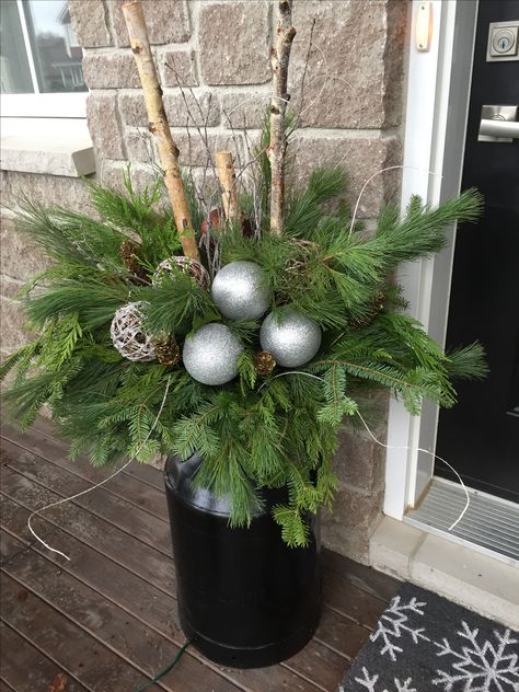 Rustic Glam Christmas Milk Can Urn (2016) Christmas Decor Milk Can, Milk Jug Christmas Decorations, Milk Can Christmas Decor Ideas, Christmas Milk Can, Milk Jugs Christmas, Metal Milk Jug, Rustic Glam Christmas, Crafty Christmas, Glam Christmas