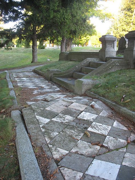 /\ /\ . Marble Checkerboard Terrace Checkerboard Walkway, Lesbian House, Outside Decor Ideas, Cottage Garden Borders, Garden Whimsical, Sloping Garden, Path Way, House Terrace, Terrace Floor