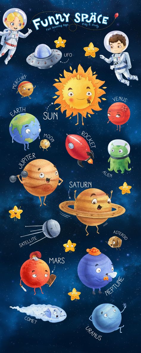 Science Cartoons, Solar System For Kids, Solar System Art, Funny Space, Solar System Projects, Planet Drawing, Solar System Crafts, Space Illustration, Space Artwork