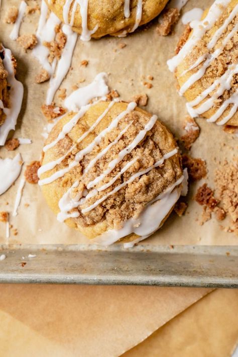 The Most Delicious Pumpkin Coffee Cake Cookies, Coffee Coffee Cake, Fall Drop Cookies, Halloween Drop Cookies, Fall Pumpkin Cookies, Pumpkin Crumb Cake, Perfect Cake Recipe, Coffee Cake Cookies, Autumn Foods