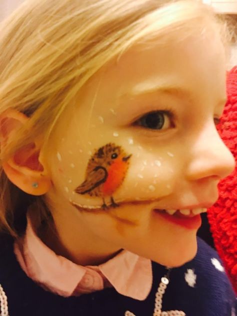 Robin Face Paint, Christmas Face Painting, Face Design, Face Painting, Face Paint, Carnival Face Paint, Carnival, Paint, Christmas