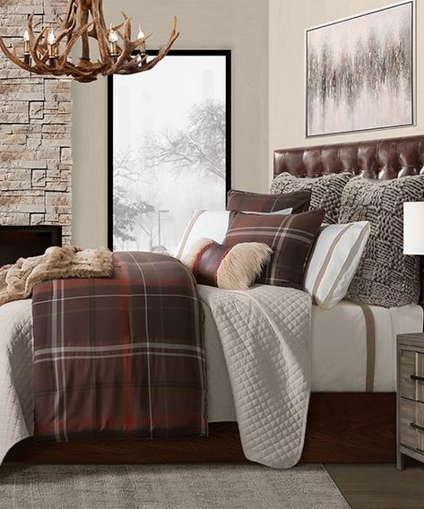 Mountain Bedding, Wildlife & Modern Rustic Collection Rustic Comforter Sets, Lodge Bedding, Rustic Comforter, Plaid Comforter, Full Comforter Sets, Queen Size Comforter Sets, Western Bedding, Plaid Bedding, Queen Size Comforter