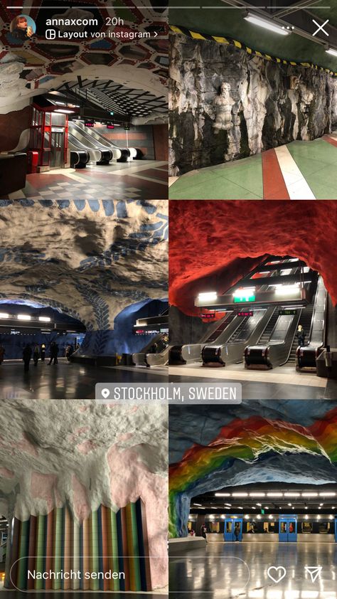 Stockholm Photo Ideas, Stockholm Pictures, Stockholm Sweden Aesthetic, Stockholm Nightlife, Stockholm Subway, Public Transportation Design, Subway Aesthetic, Stockholm Summer, Sweden Aesthetic