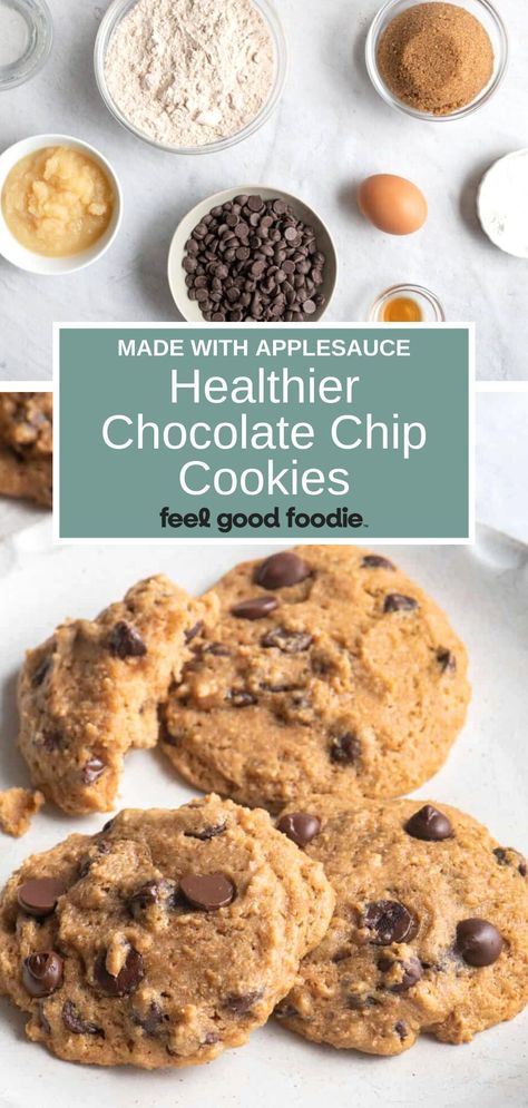 Healthy Apple Sauce Cookies, Chocolate Chip Applesauce Cookies, Healthy Cookies With Applesauce, Cookies Using Applesauce, Healthy Applesauce Cookies, Apple Sauce Chocolate Chip Cookies, Applesauce Cookies Chocolate Chip, Healthy Choc Chip Cookies, Applesauce Cookies Healthy