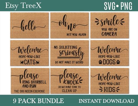 Doormat Svg Bundle Doormat Svg Doormat Stencils Svg Funny 7F0 Vegan Sign, Door Sign Svg, Welcome Svg, Front Door Sign, Kids Cleaning, Front Door Signs, Funny Doormats, About Me Questions, Time Kids