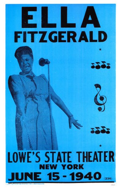 1940 Ella Fitzgerald Concert Poster - how I wish I could just jump into a time machine... Jazz Posters, Jazz Concert, Vintage Concert Posters, Music Concert Posters, Jazz And Blues, Music Flyer, Jazz Poster, New York Poster, Gig Poster