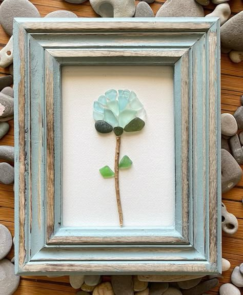 Sea Glass Flower Art, Sea Glass Pictures Ideas, Seaglass Seahorse, Framed Shells, Seaglass Flowers, Gordon B Hinckley, Sea Glass Artwork, Sea Glass Art Diy, Sea Glass Art Projects