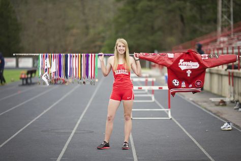 Senior Pic    Track Medals Track And Field Pictures, Exercise Schedule, Track Senior Pictures, Field Pictures, Senior Exercises, Track Pictures, Homecoming Pictures, Senior Pictures Sports, Good Shoes